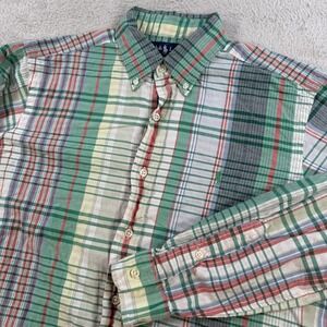 Polo Ralph Lauren Shirt Mens Medium Green Plaid Cotton Long Sleeve Button Pony